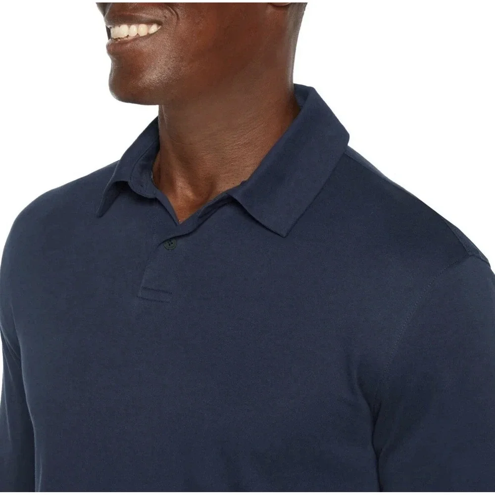 NWT Banana‎ Republic Men's Long Sleeve Luxe Touch Polo Navy Blue Size XXL